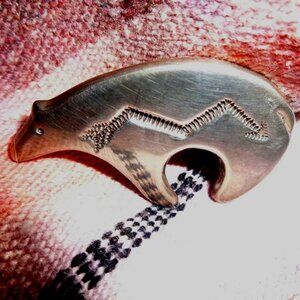 Beautiful! Dene Tsosie Bini Navajo Sterling Silver Bear BROOCH PIN 21.7 Grams